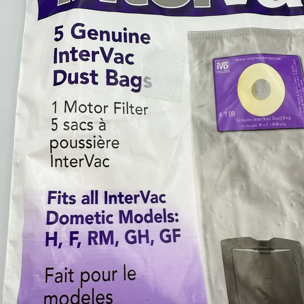 Intervac Y08-5 Replacement Dust Bags 5 Pack OEM Garage Vac Vacuum Bags